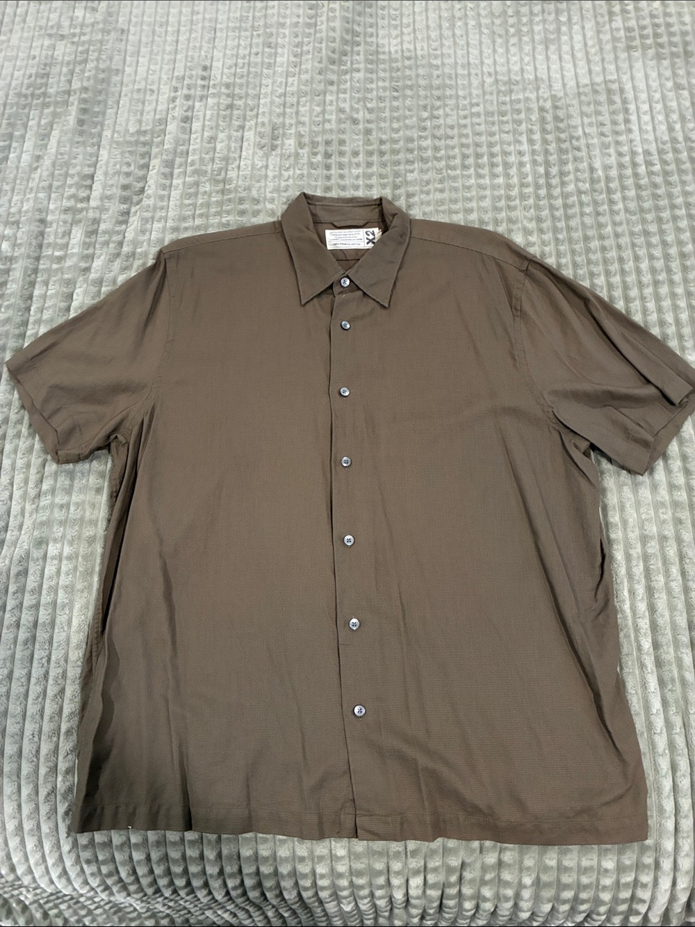 X2 Men's Short-Sleeve Button-Down Shirt in Brown